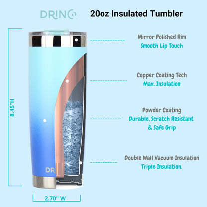 DRINCO® 20 oz. Insulated Tumbler with Spill-Proof Lid — Sky Blue