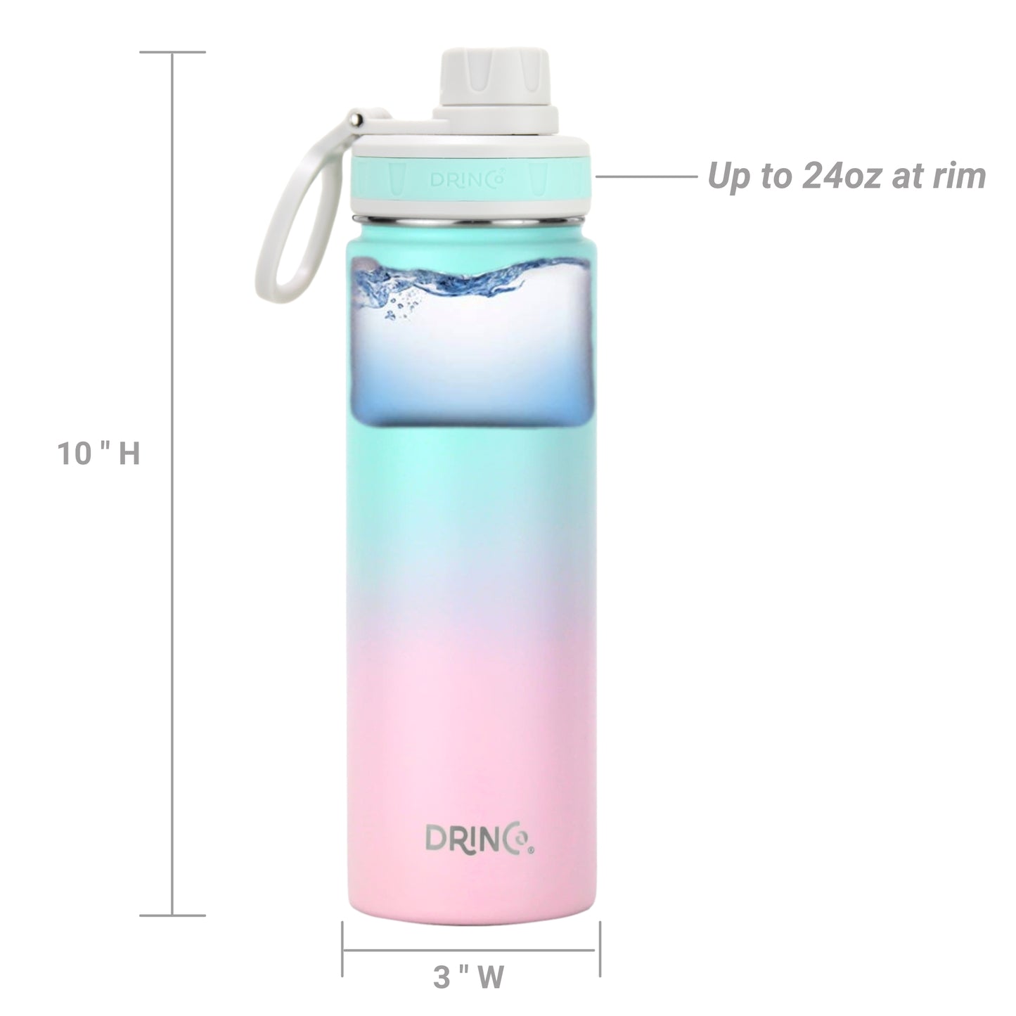 DRINCO® 22 oz. Insulated Stainless Steel Sport Water Bottle — Macaron Ombre