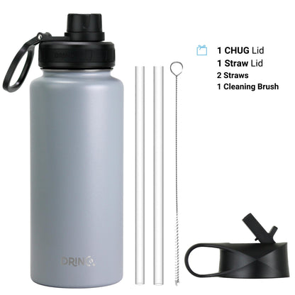 DRINCO® 32 oz. Insulated Stainless Steel Water Bottle — Asphalt Gray