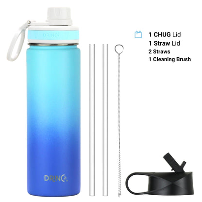 DRINCO® 22 oz. Insulated Stainless Steel Sport Water Bottle — Morning Sky Blue