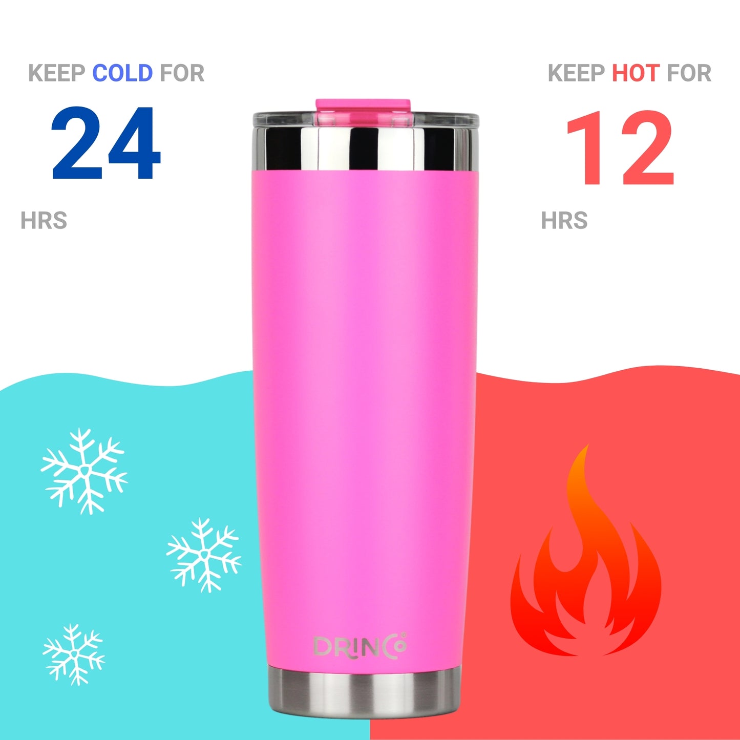 DRINCO® 20 oz. Insulated Tumbler with Spill-Proof Lid — Island Pink