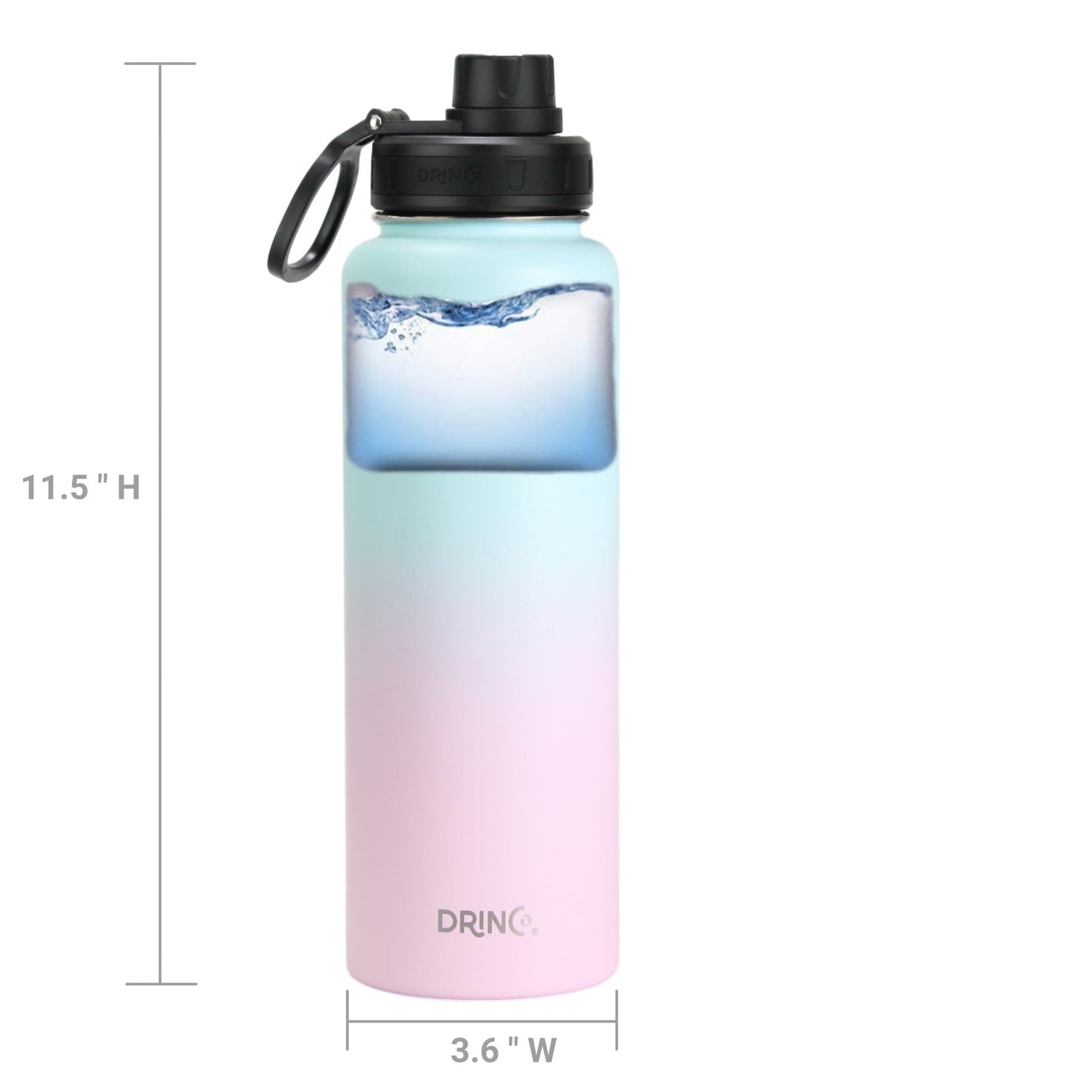 DRINCO® 40 oz. Insulated Stainless Steel Sport Water Bottle — Macaron Ombre