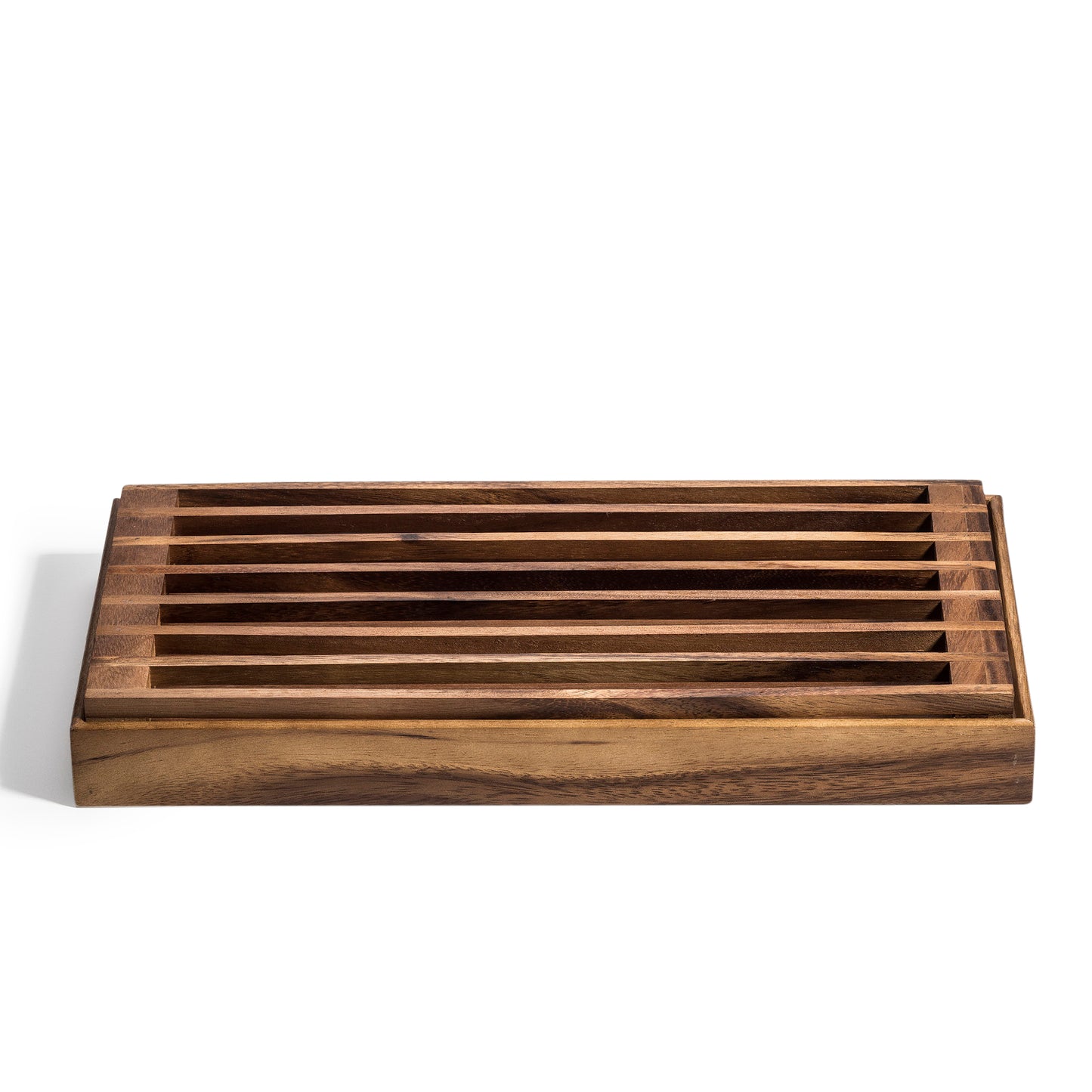 3-in-1 Wood Bread Board with Crumb Catcher Tray — 8 in. x 15.5 in.