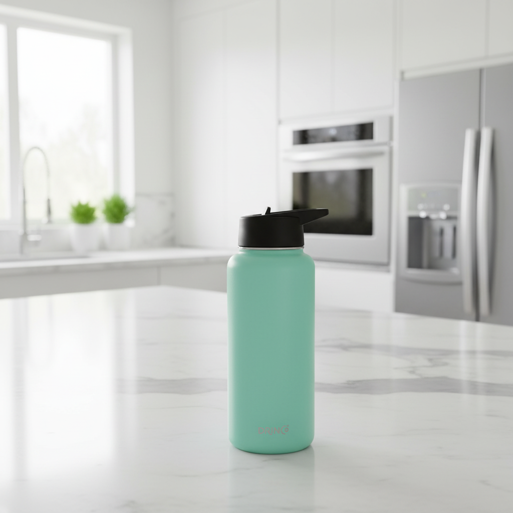 DRINCO® 32 oz. Insulated Wide-Mouth Water Bottle with 3 Lids — Teal