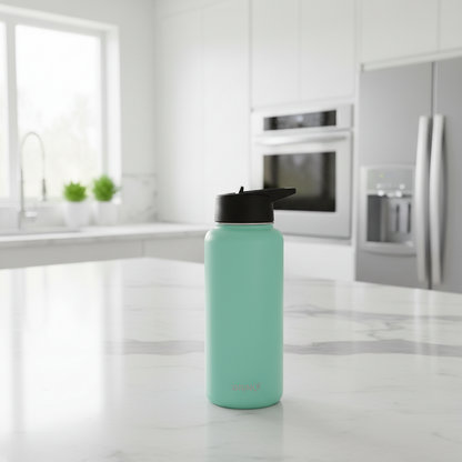 DRINCO® 32 oz. Insulated Wide-Mouth Water Bottle with 3 Lids — Teal
