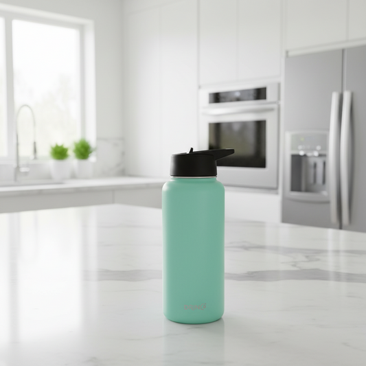 DRINCO® 32 oz. Insulated Wide-Mouth Water Bottle with 3 Lids — Teal