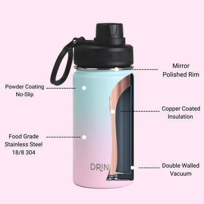 DRINCO® 14 oz. Insulated Wide-Mouth Sport Water Bottle — Macaron Ombre