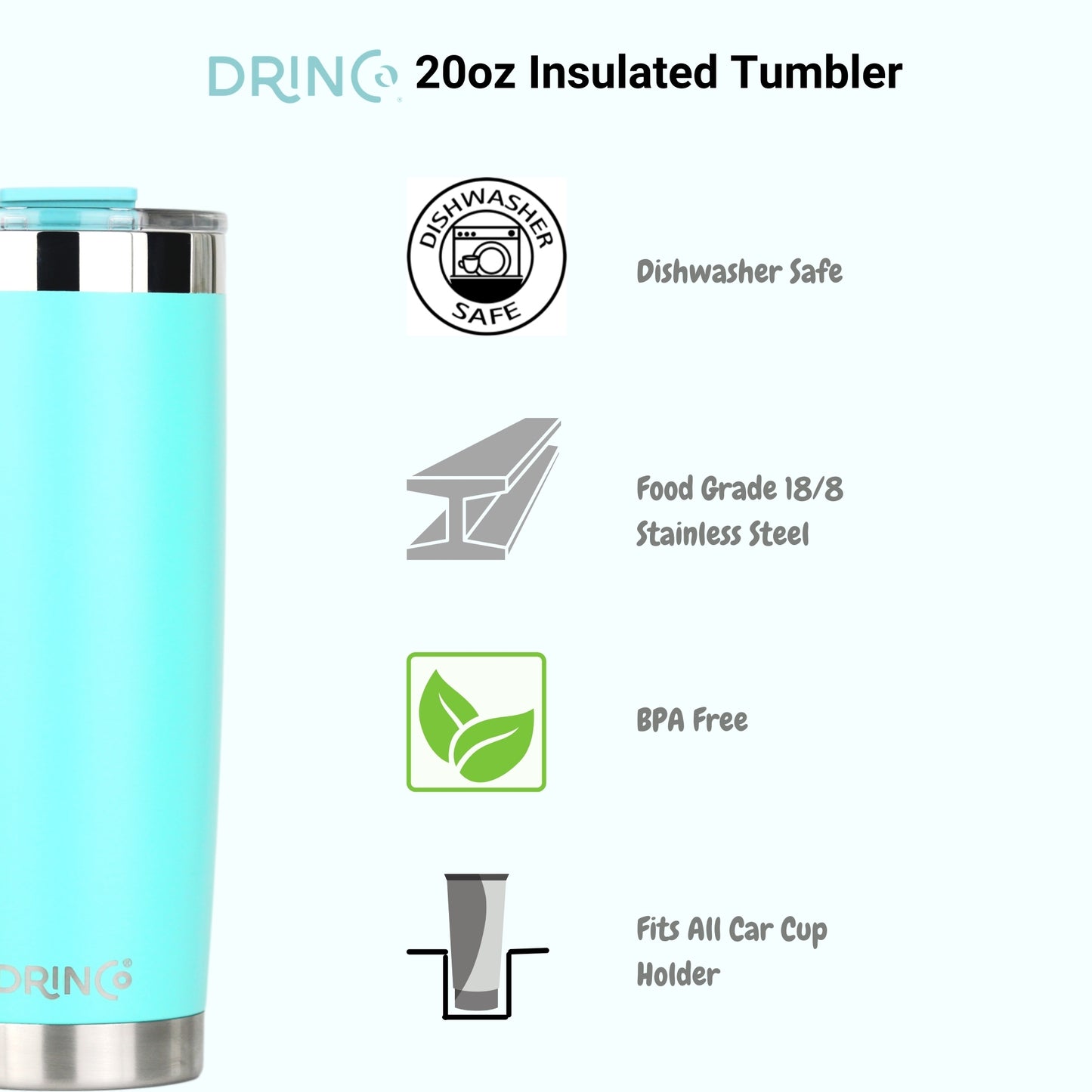 DRINCO® 20 oz. Insulated Tumbler with Spill-Proof Lid — Teal