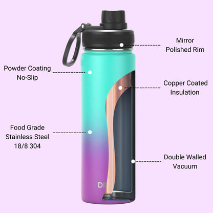 DRINCO® 22 oz. Insulated Stainless Steel Water Bottle — Ombre Fuchsia Teal