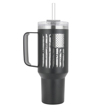 DRINCO® 40 oz. Big Sur Insulated Tumbler with Handle — USA Flag | Matte Black