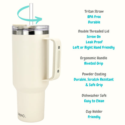 DRINCO® 40 oz. Big Sur Insulated Tumbler with Handle — Oatmilk