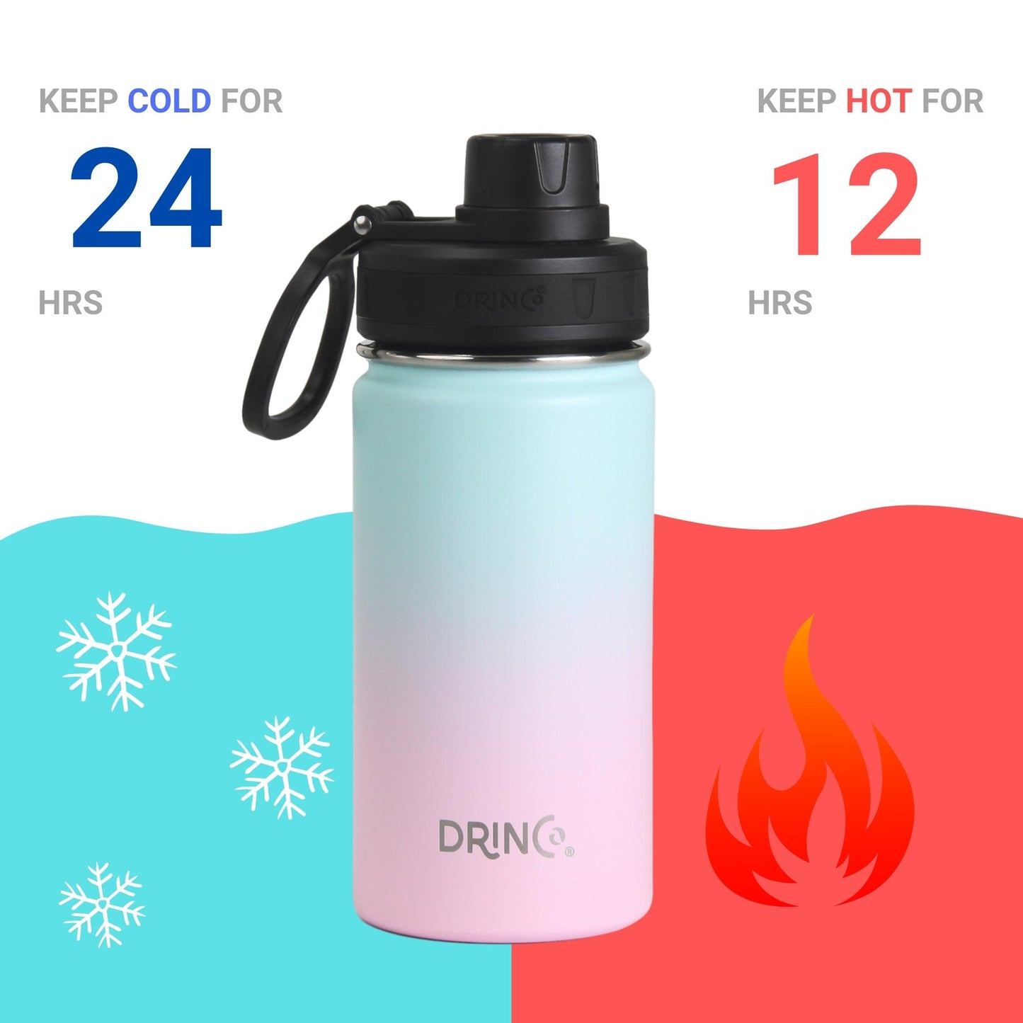 DRINCO® 14 oz. Insulated Wide-Mouth Sport Water Bottle — Macaron Ombre