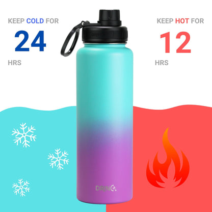 DRINCO® 40 oz. Insulated Stainless Steel Water Bottle — Ombre Fuchsia Teal