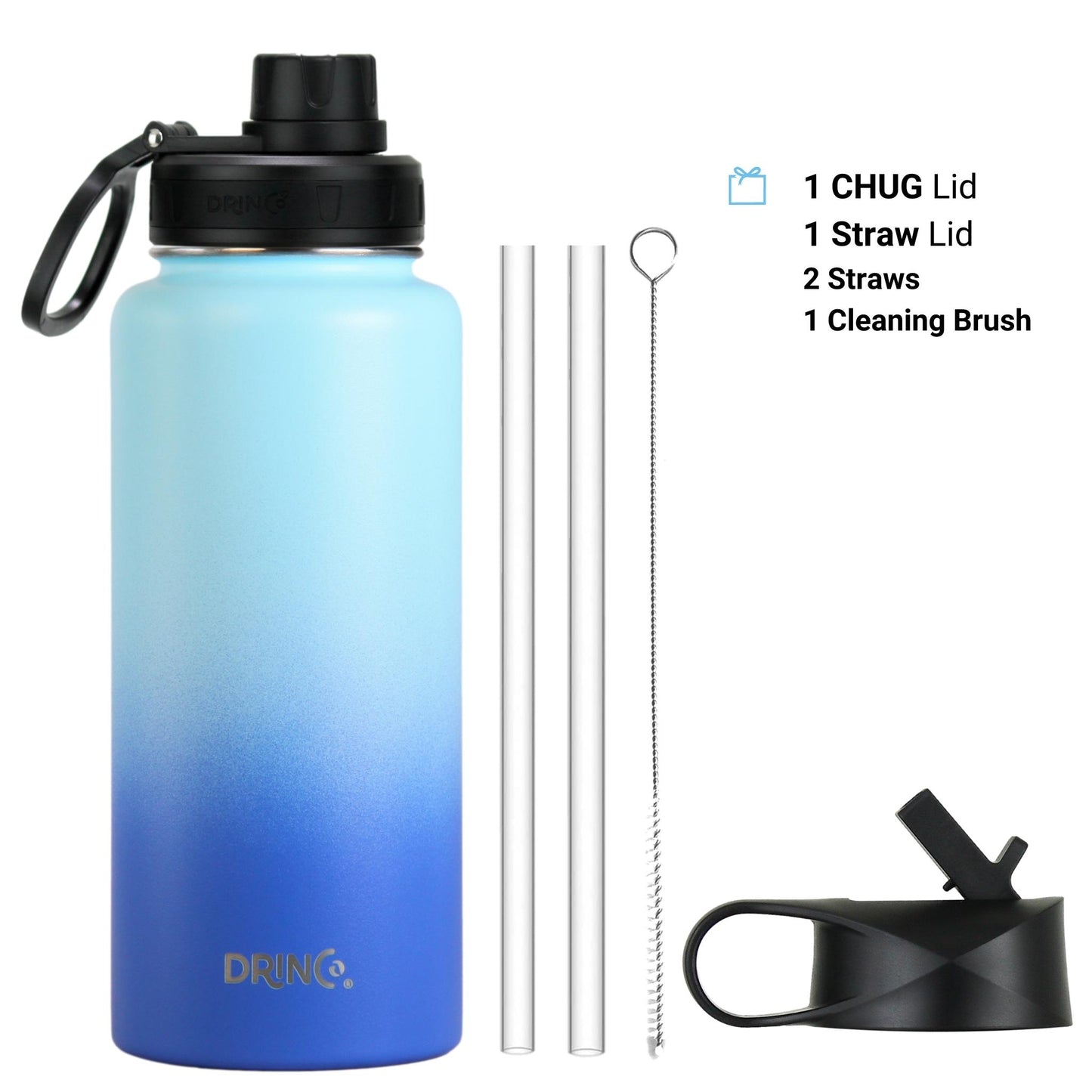 DRINCO® 32 oz. Insulated Stainless Steel Water Bottle — Morning Sky Blue