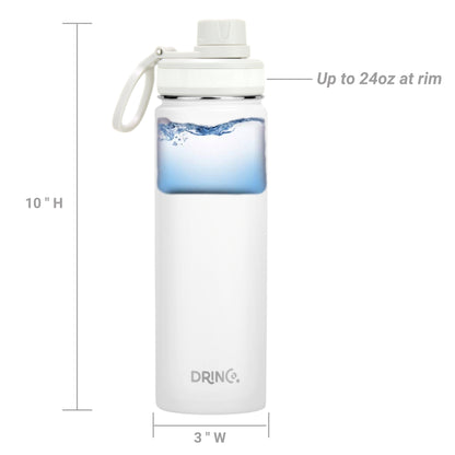DRINCO® 22 oz. Insulated Stainless Steel Sport Water Bottle — Arctic White