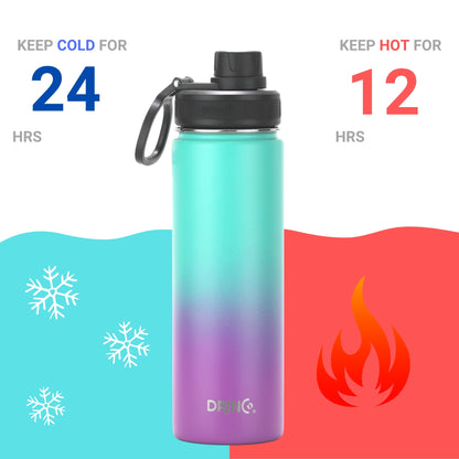 DRINCO® 22 oz. Insulated Stainless Steel Water Bottle — Ombre Fuchsia Teal