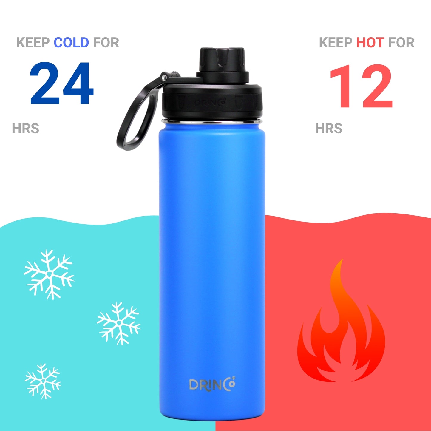 DRINCO® 22 oz. Insulated Stainless Steel Sport Water Bottle — Royal Blue