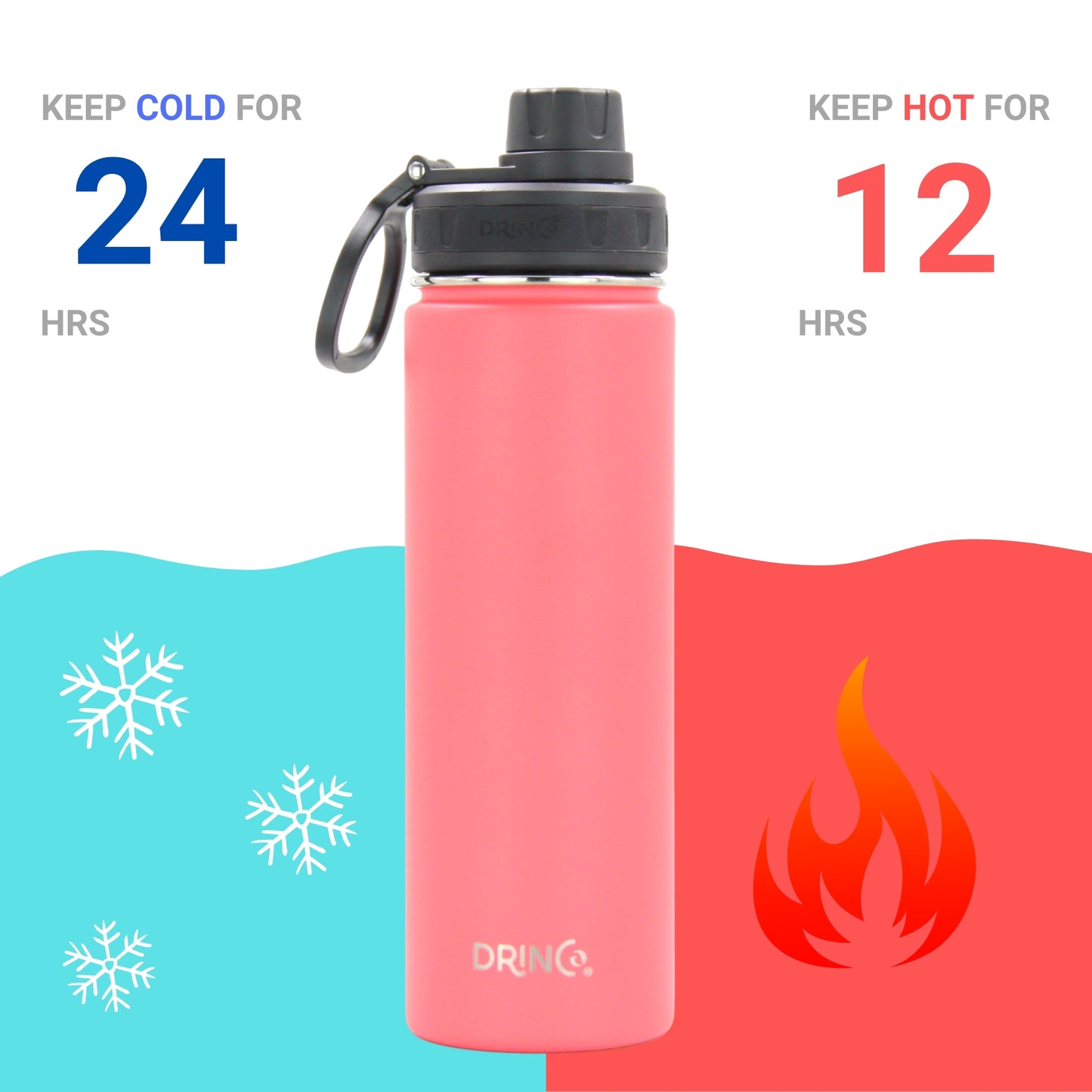 DRINCO® 22 oz. Insulated Stainless Steel Water Bottle — Coral Paradise