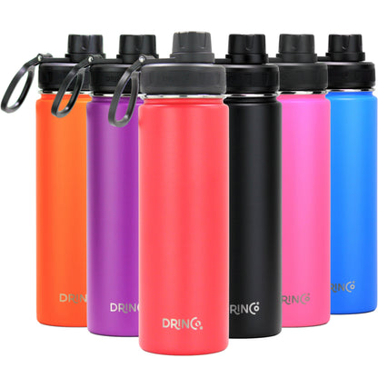 DRINCO® 22 oz. Insulated Stainless Steel Sport Water Bottle — Barn Red