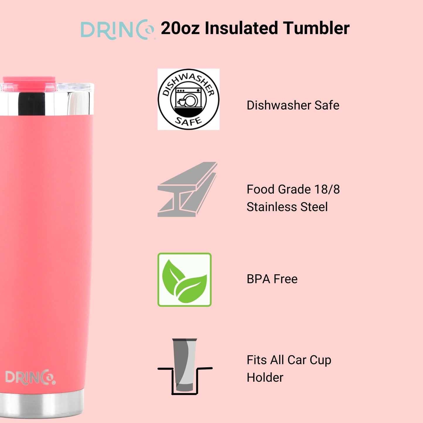 DRINCO® 20 oz. Insulated Tumbler with Spill-Proof Lid — Coral Paradise