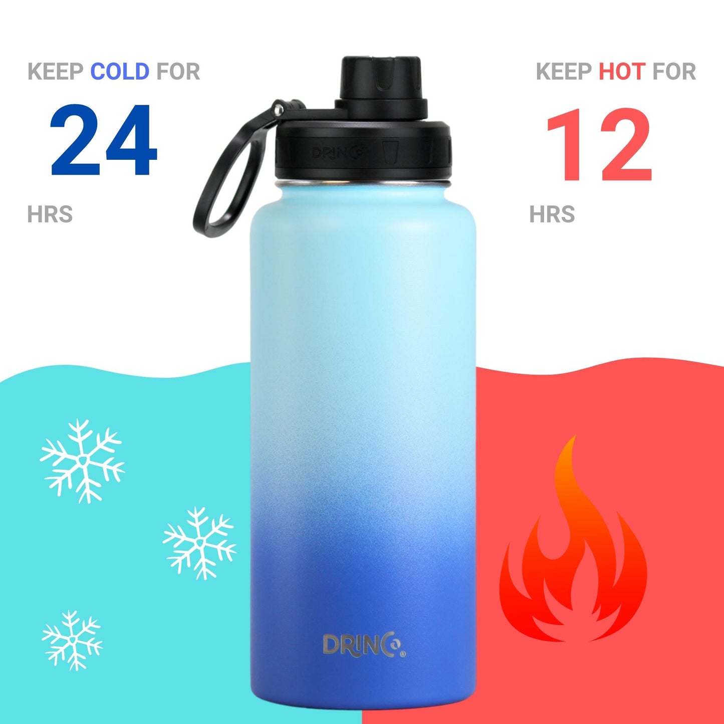 DRINCO® 32 oz. Insulated Stainless Steel Water Bottle — Morning Sky Blue