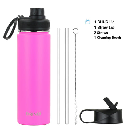 DRINCO® 22 oz. Insulated Stainless Steel Sport Water Bottle — Island Pink