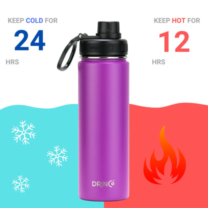 DRINCO® 22 oz. Insulated Stainless Steel Sport Water Bottle — Deep Purple