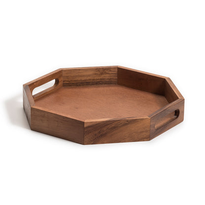 Octagon Acacia Wood Serving Tray — 15 in. Charcuterie & Entertaining Tray