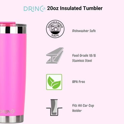 DRINCO® 20 oz. Insulated Tumbler with Spill-Proof Lid — Island Pink