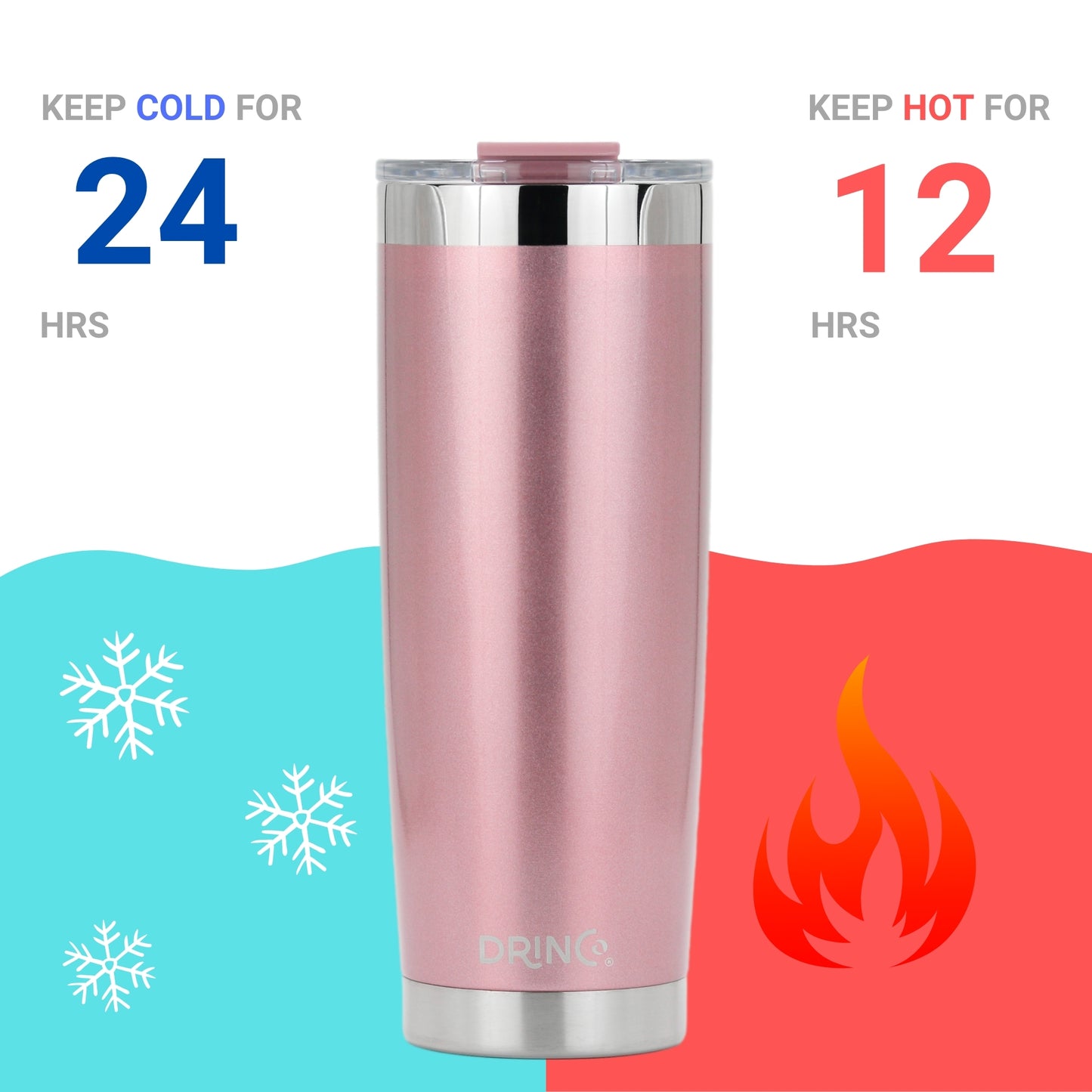 DRINCO® 20 oz. Insulated Tumbler with Spill-Proof Lid — Rose Gold