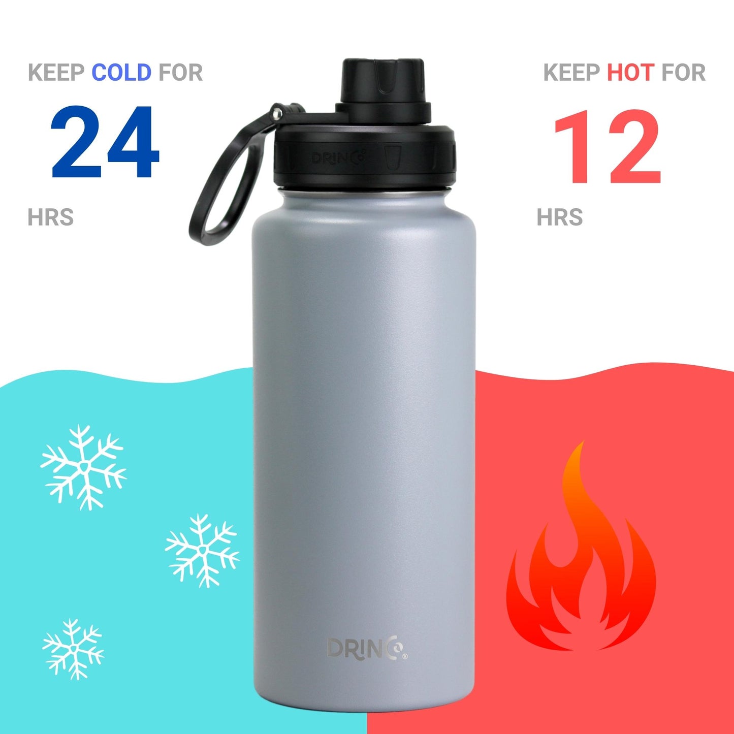 DRINCO® 32 oz. Insulated Stainless Steel Water Bottle — Asphalt Gray