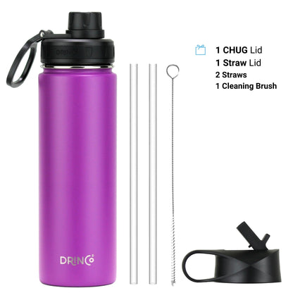 DRINCO® 22 oz. Insulated Stainless Steel Sport Water Bottle — Deep Purple