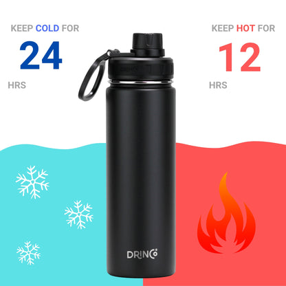 DRINCO® 22 oz. Insulated Stainless Steel Sport Water Bottle — Matte Black