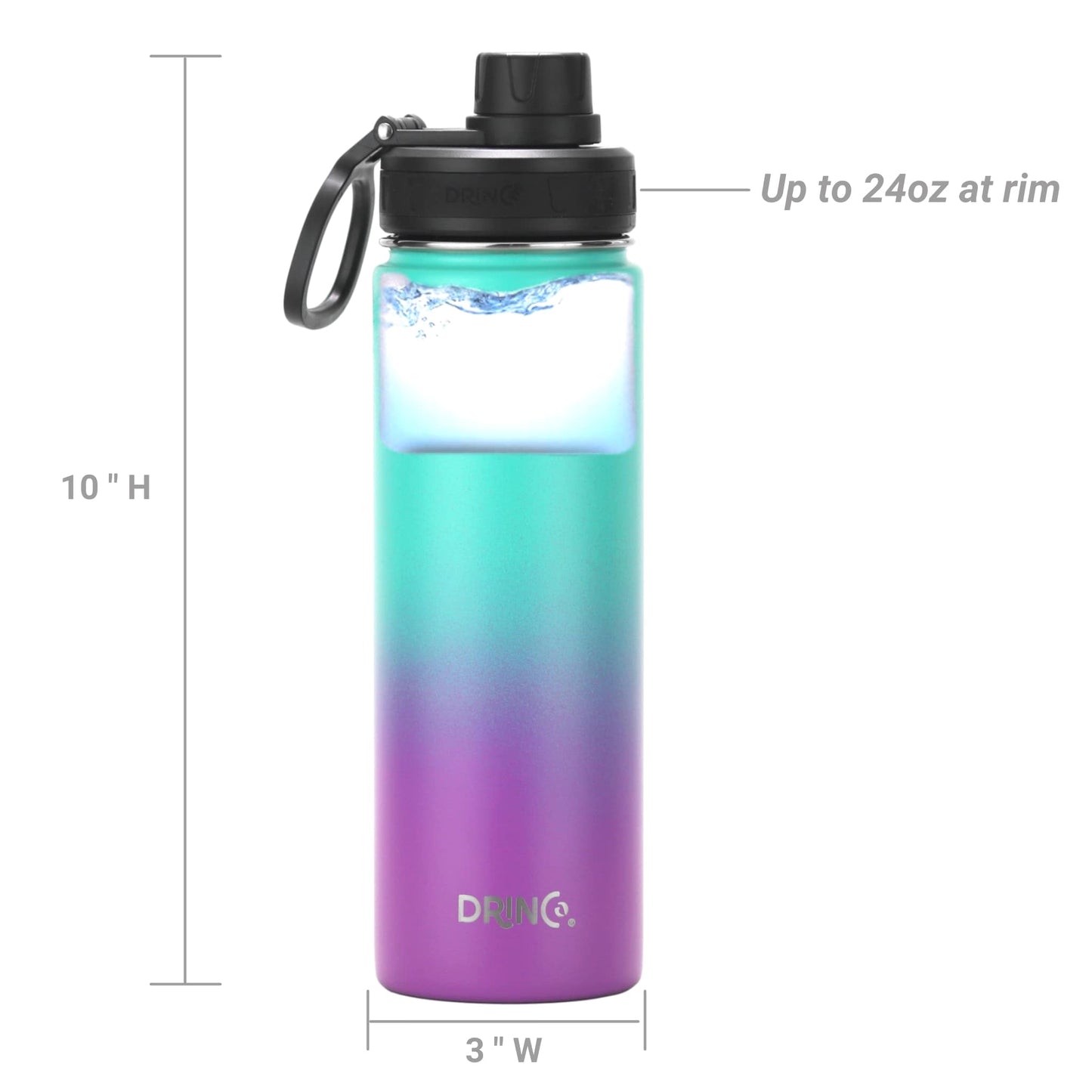 DRINCO® 22 oz. Insulated Stainless Steel Water Bottle — Ombre Fuchsia Teal