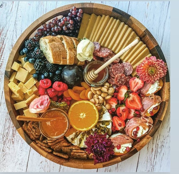 Round Acacia Wood Serving Tray & Grazing Board — 13 in. Diameter