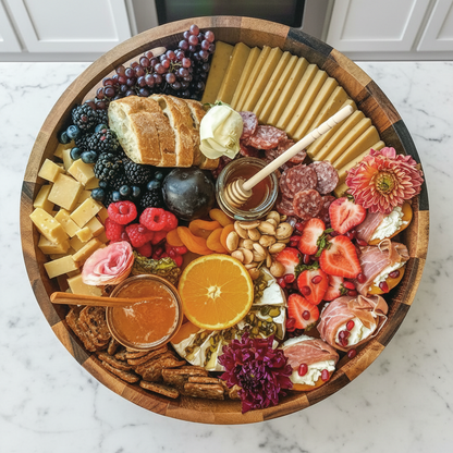Round Acacia Wood Serving Tray & Grazing Board — 13 in. Diameter