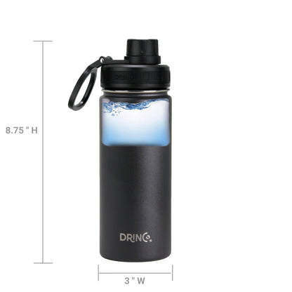 DRINCO® 18 oz. Insulated Stainless Steel Sport Water Bottle — Matte Black