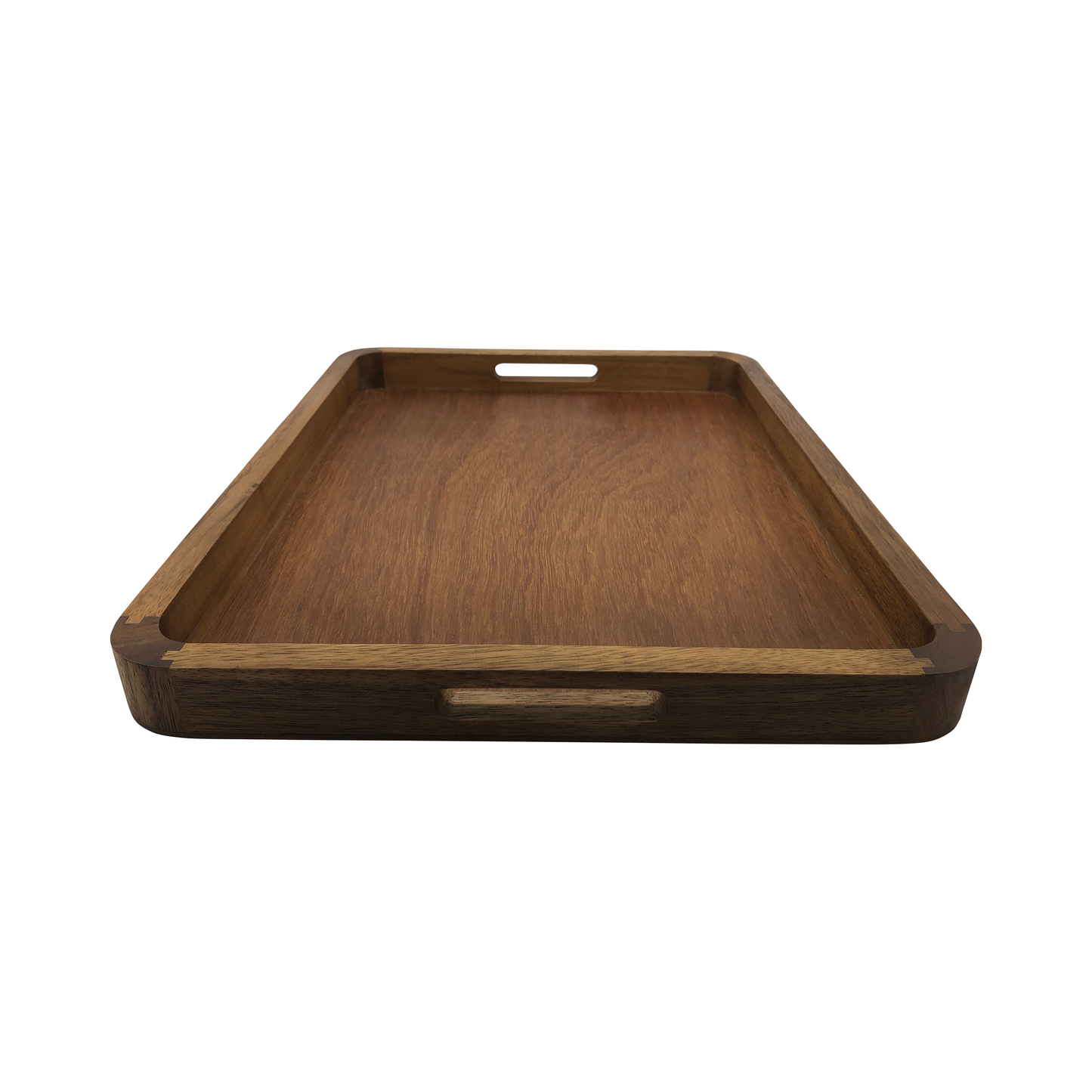 Rectangular Acacia Wood Serving Tray with Handles — 18 in. x 14 in.
