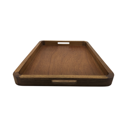 Rectangular Acacia Wood Serving Tray with Handles — 18 in. x 14 in.