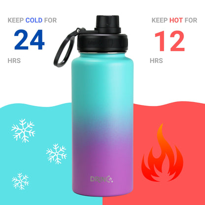 DRINCO® 32 oz. Insulated Stainless Steel Water Bottle — Ombre Fuchsia Teal