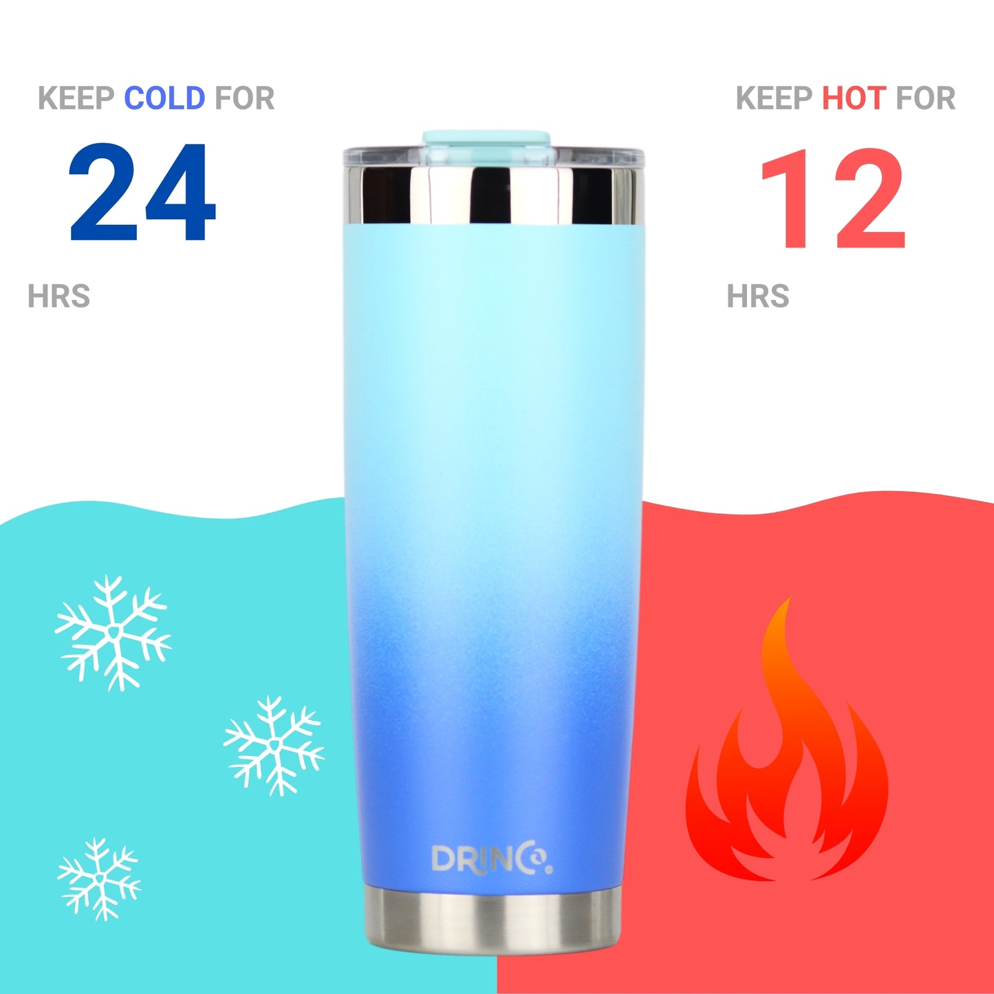 DRINCO® 20 oz. Insulated Tumbler with Spill-Proof Lid — Sky Blue