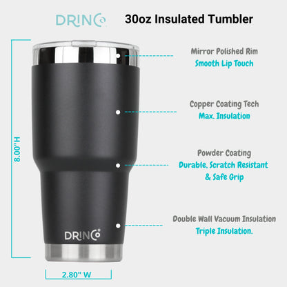 DRINCO® 30 oz. Insulated Tumbler with Spill-Proof Lid — Matte Black
