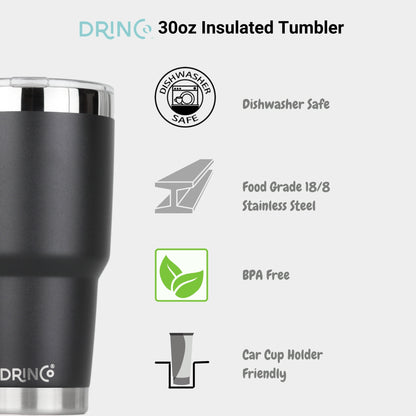 DRINCO® 30 oz. Insulated Tumbler with Spill-Proof Lid — Matte Black