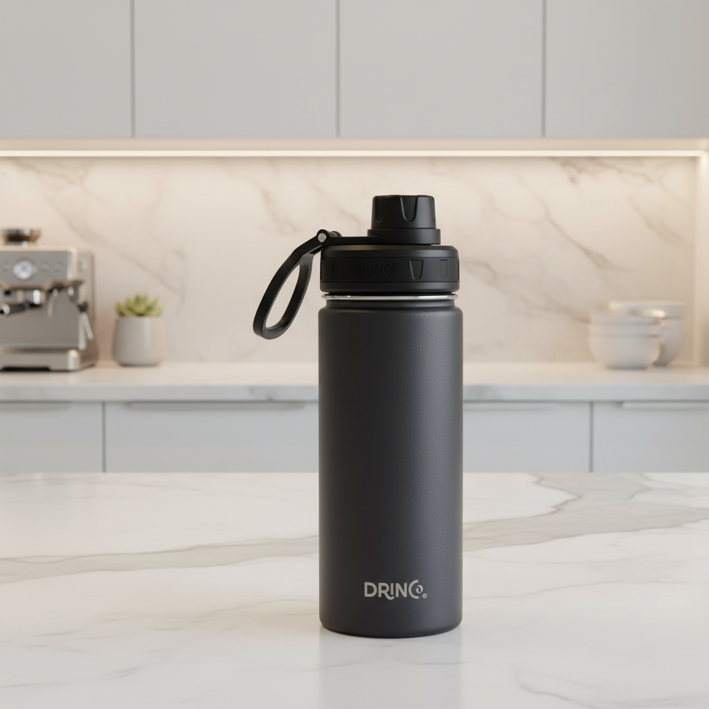 DRINCO® 18 oz. Insulated Stainless Steel Sport Water Bottle — Matte Black
