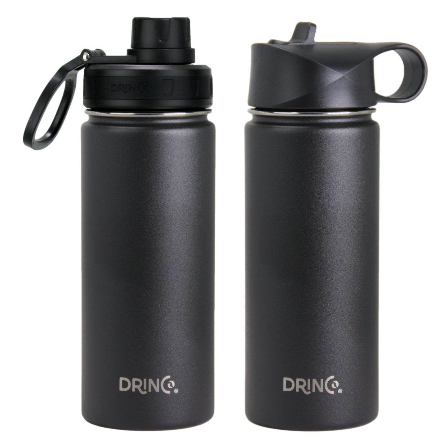 DRINCO® 18 oz. Insulated Stainless Steel Sport Water Bottle — Matte Black