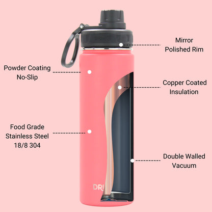 DRINCO® 22 oz. Insulated Stainless Steel Water Bottle — Coral Paradise