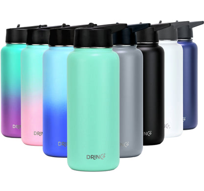 DRINCO® 32 oz. Insulated Wide-Mouth Water Bottle with 3 Lids — Teal