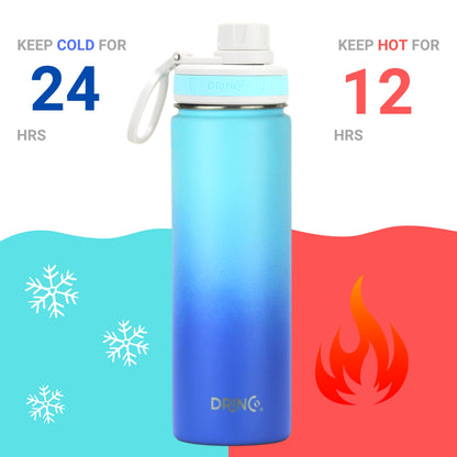 DRINCO® 22 oz. Insulated Stainless Steel Sport Water Bottle — Morning Sky Blue