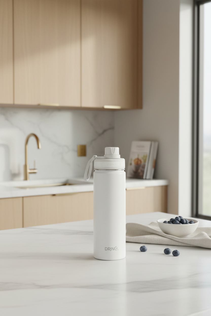 DRINCO® 22 oz. Insulated Stainless Steel Sport Water Bottle — Arctic White