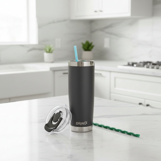 DRINCO® 20 oz. Insulated Tumbler with Spill-Proof Lid — Matte Black